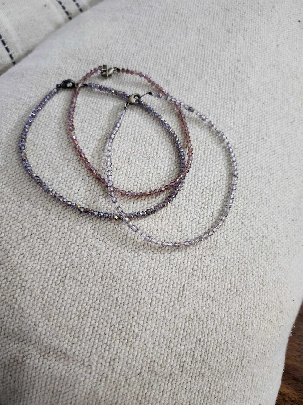 Set Of 3 Neutral Beaded Layering Anklets - Festival, Beach, Coachella, Boho - Picture 3 of 3